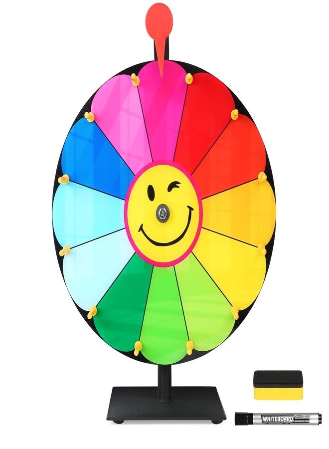 Delizon 12 Inch Color Prize Wheel, 12 Slot Spinning Wheel Fortune Game, Holiday Activities, Party, Classroom or Home Education, Sunflower Pattern - Image 1